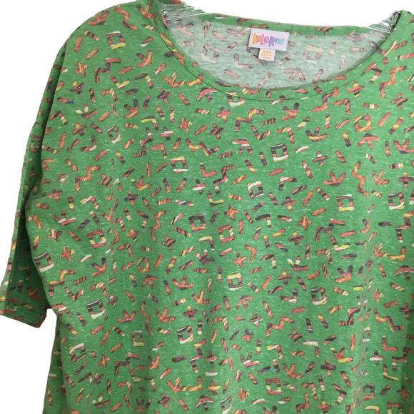 NWT LuLaRoe Irma Oversized Flowy T-Shirt Top Letters And Numbers Print Size XXS - Picture 7 of 12